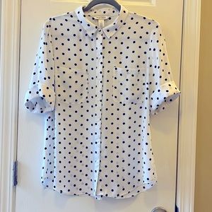 White House Black Market Short sleeve white button down blouse.